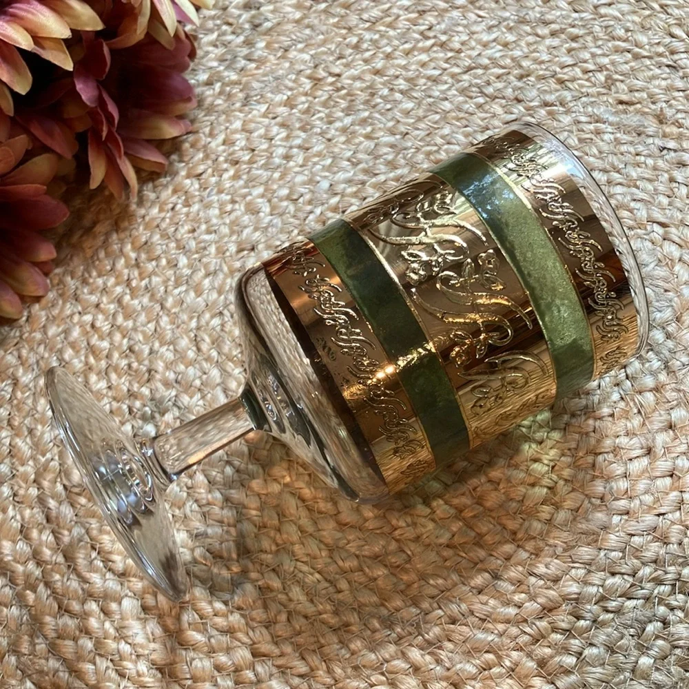 Vintage Culver Starlyte Green Wine/Water Glass Goblet